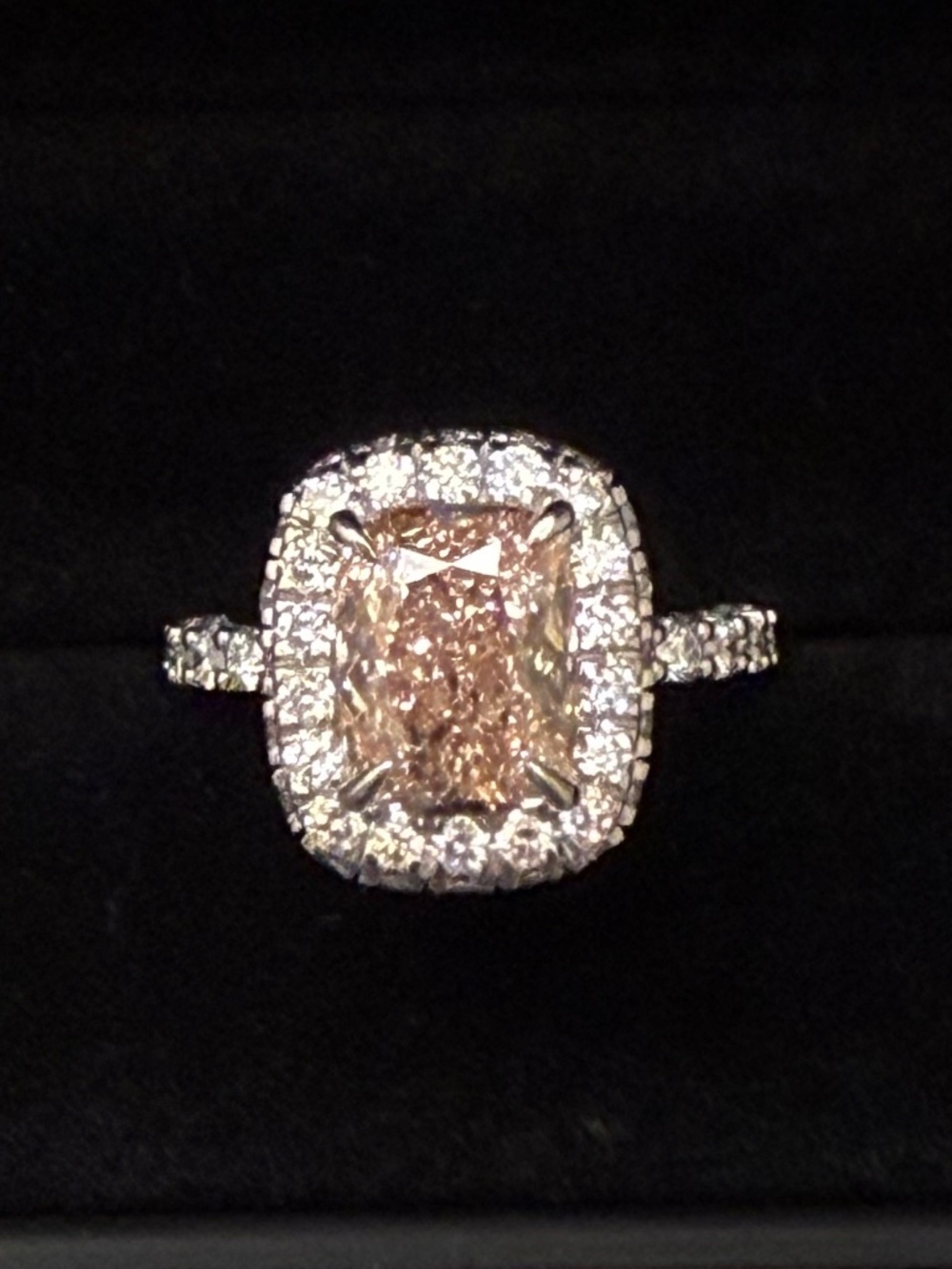 3ct Cushion Fancy Vivid Pink Lab Grown Diamond Platinum Engagement Ring